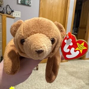Ty Cubbie Beanie Baby Light Brown Bear Plush